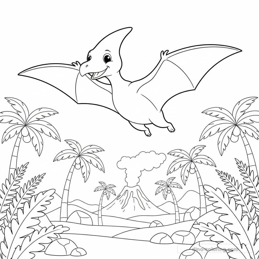 Disegno Flying Pterodactyl da Colorare #10