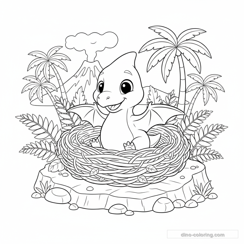 Desenho Baby Pterodactyl para Colorir #7