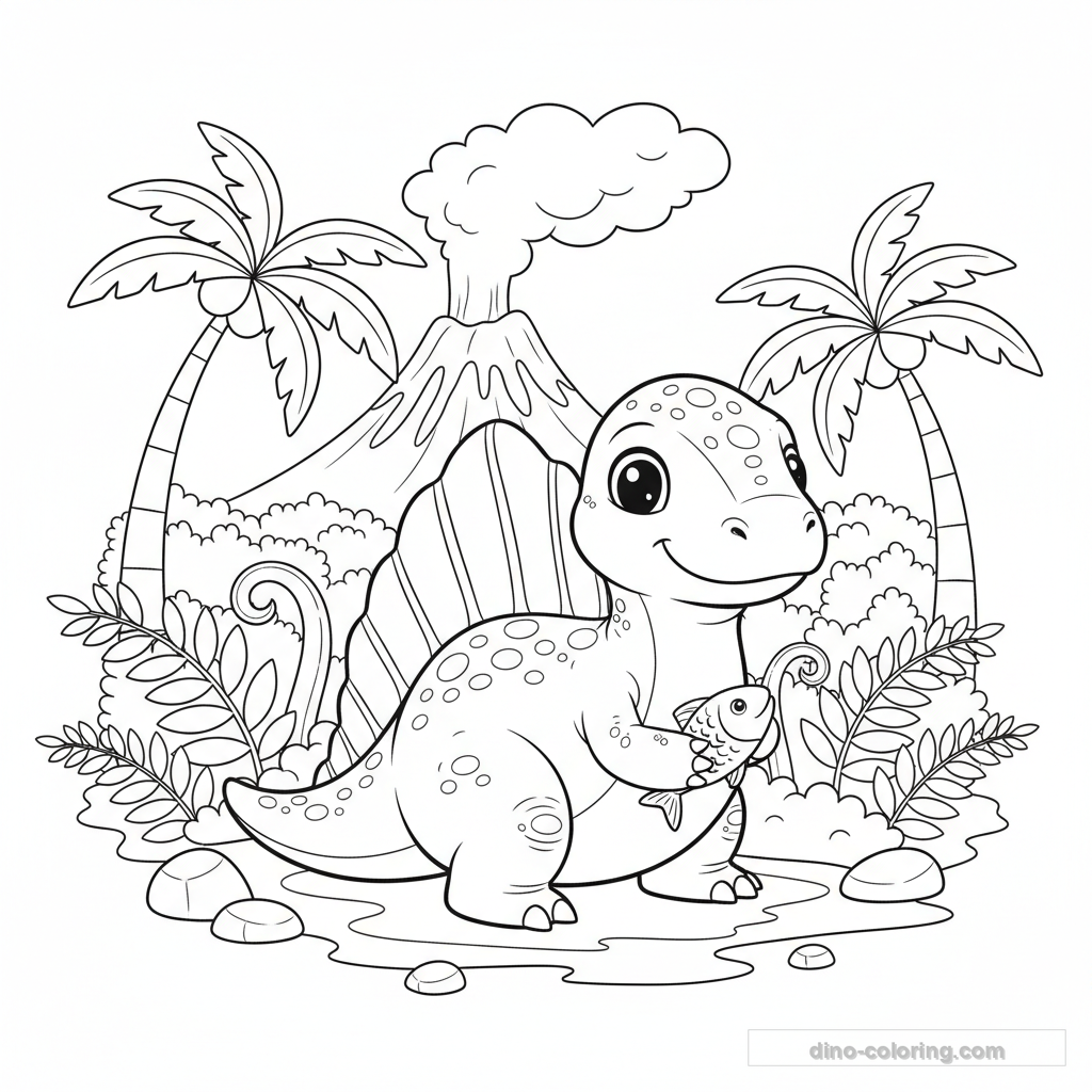 Dibujo Baby Spinosaurus para Colorear #2