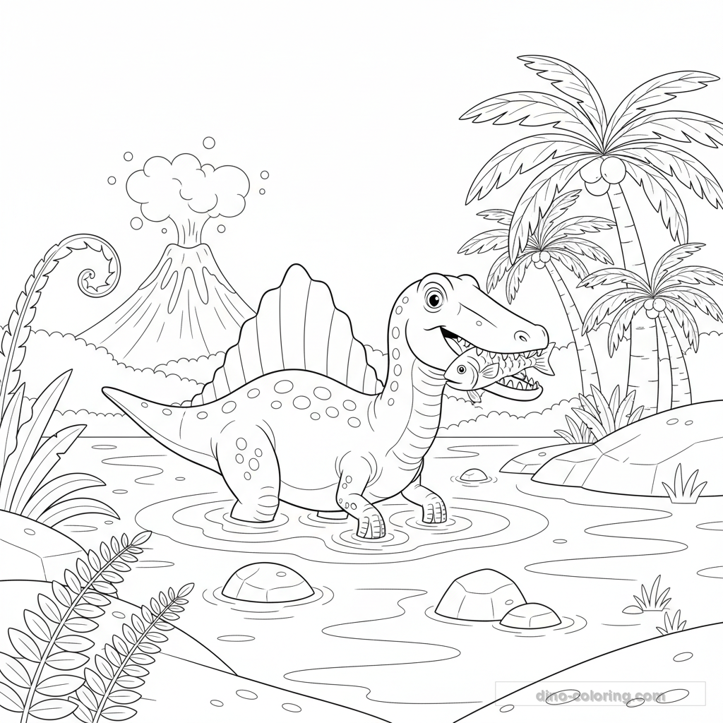 Dibujo Aquatic Spinosaurus para Colorear #25