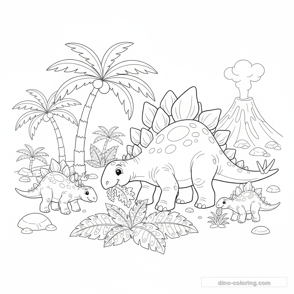 Disegno Stegosaurus Family da Colorare #23