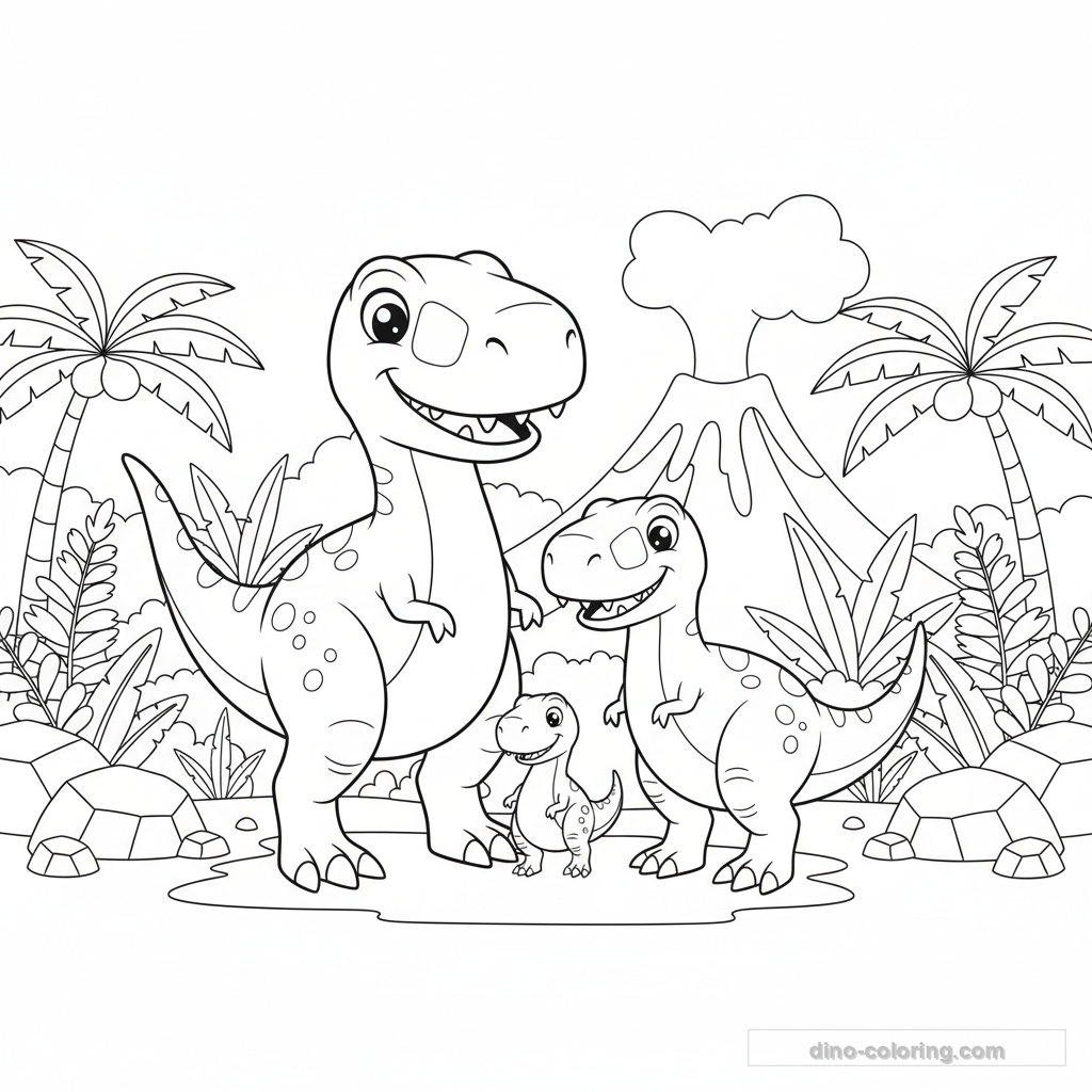 T-Rex Family Ausmalbild #12