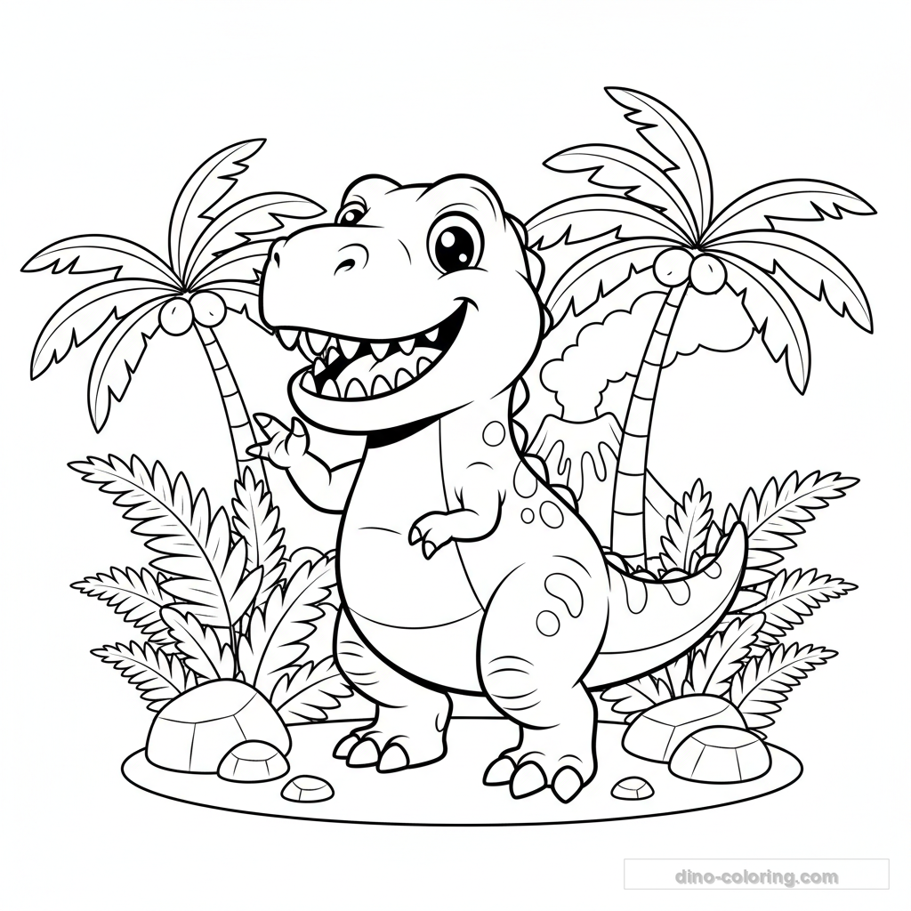 Desenho Friendly T-Rex para Colorir #6