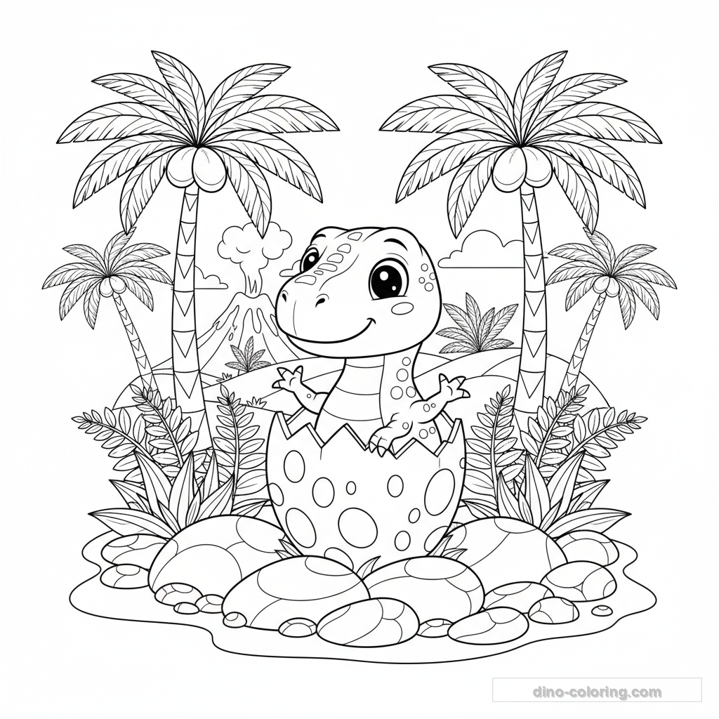 Disegno Baby T-Rex Hatching da Colorare #12