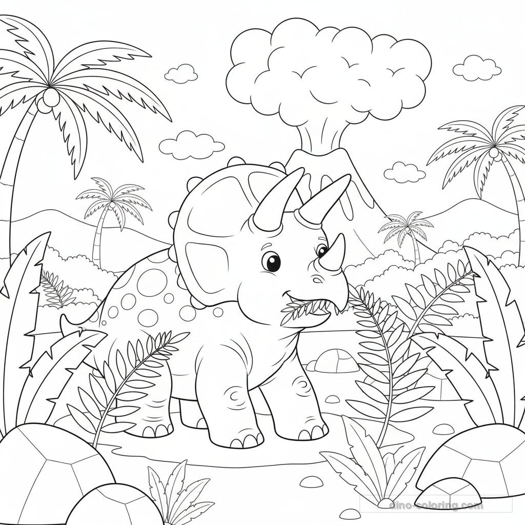 Dibujo Triceratops Eating para Colorear #8