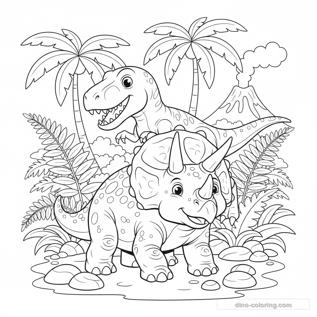 Dibujo Defending Triceratops para Colorear #28