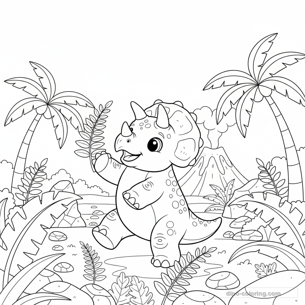 Desenho Playful Baby Triceratops para Colorir #14
