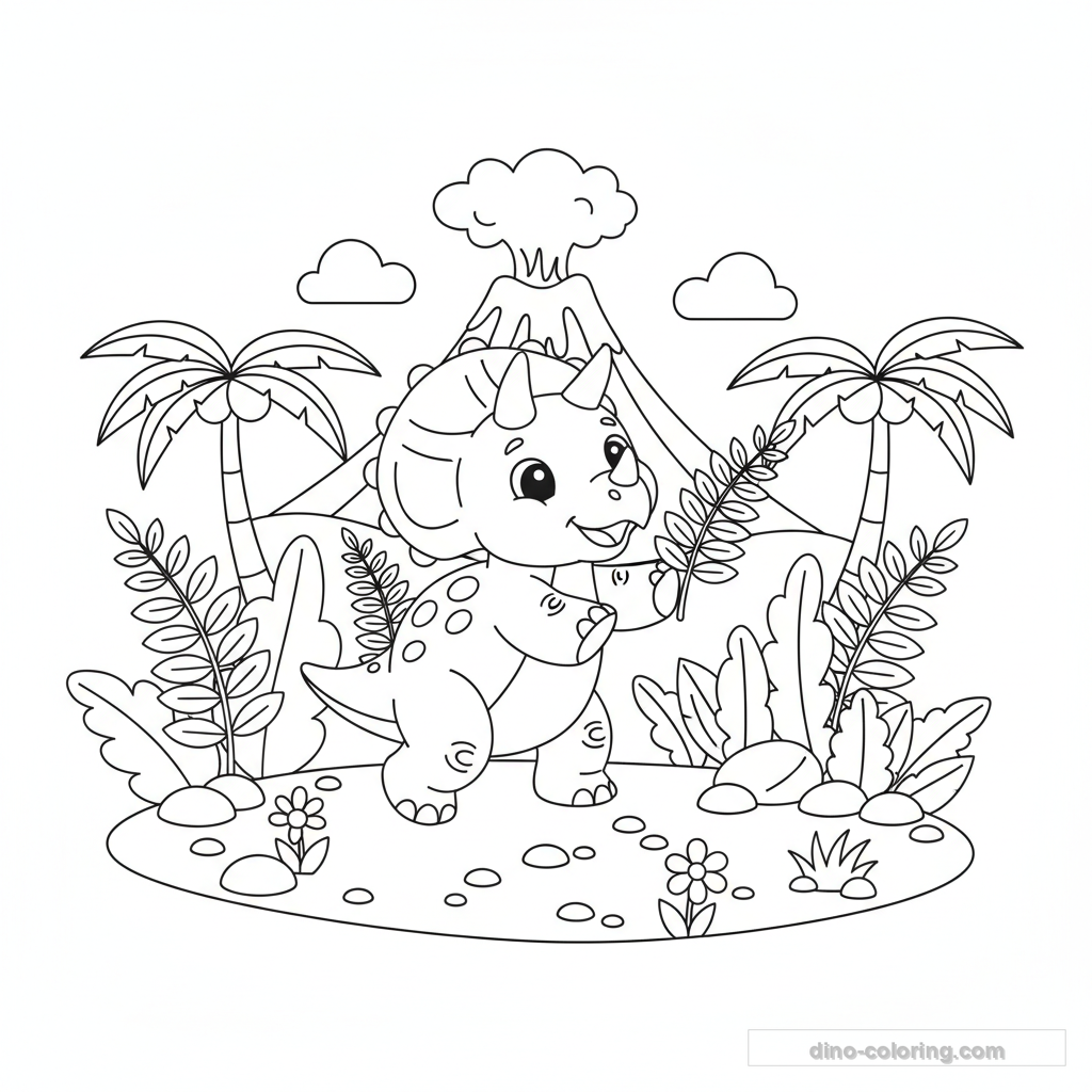 Playful Baby Triceratops Ausmalbild #4