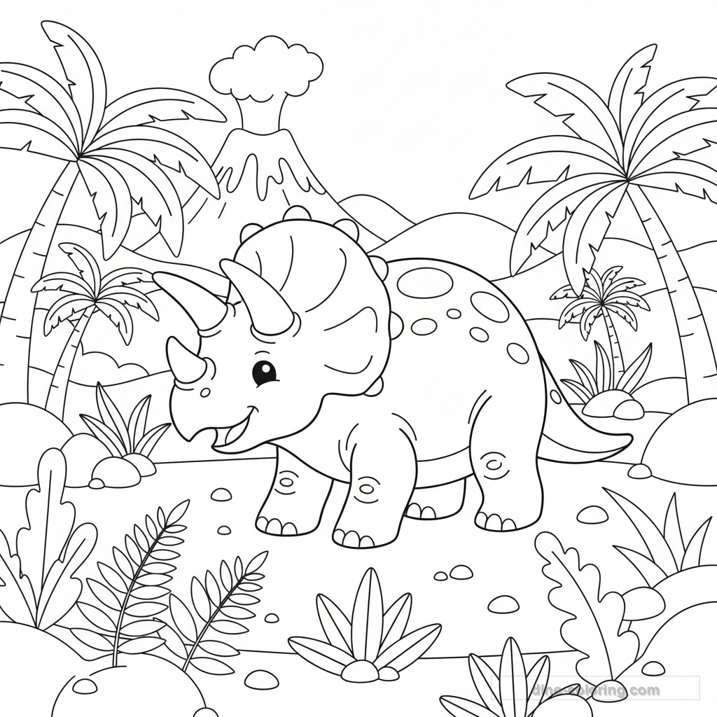 Dibujo Triceratops Herd para Colorear #11