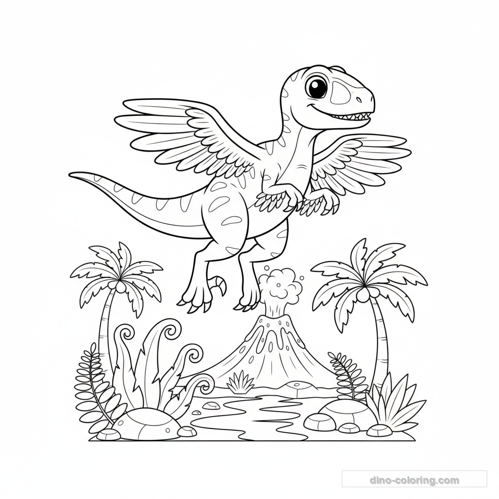 Disegno Jumping Velociraptor da Colorare #21